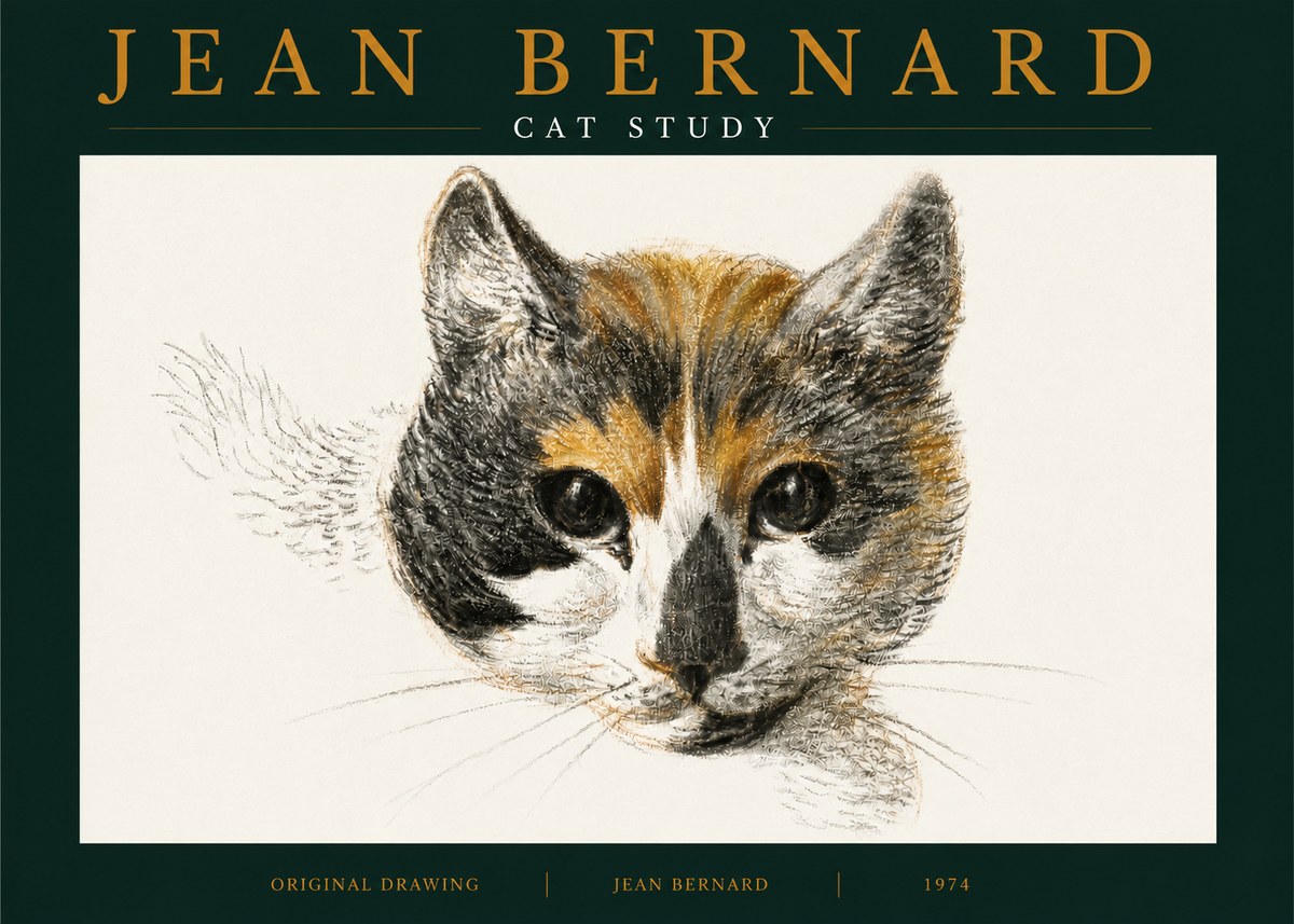 Jean Bernard Study of a Cat II No5 - Plakat