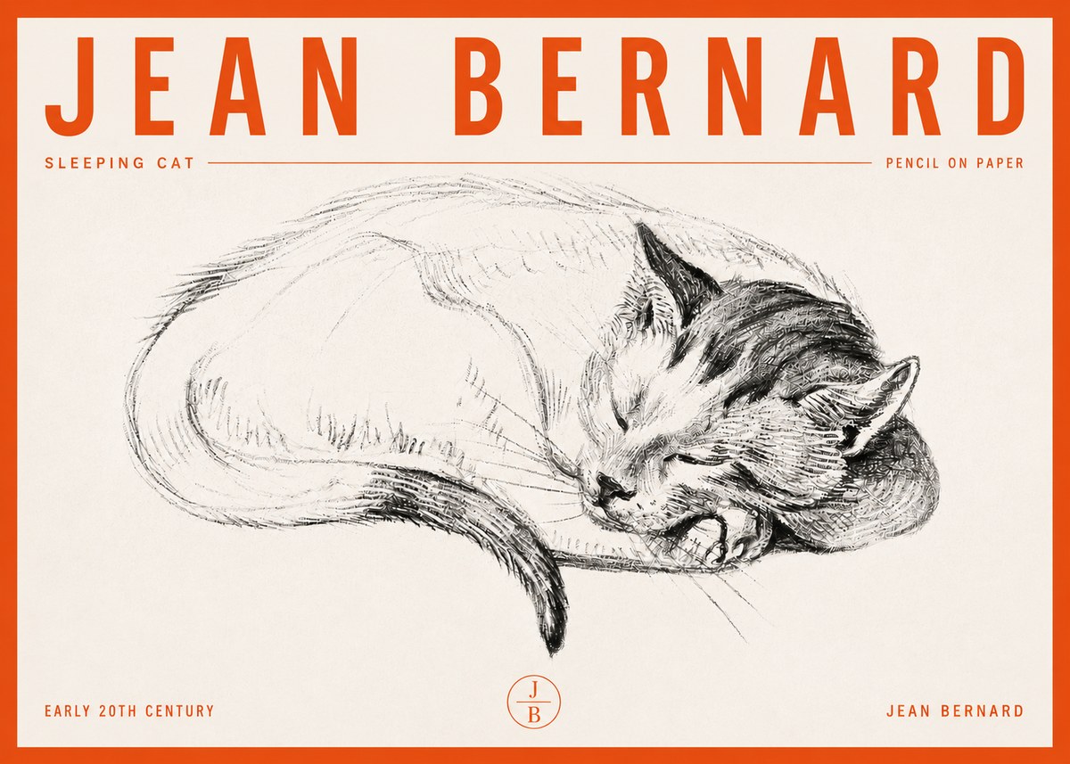 Jean Bernard Sleeping Cat IV No6 - Plakat
