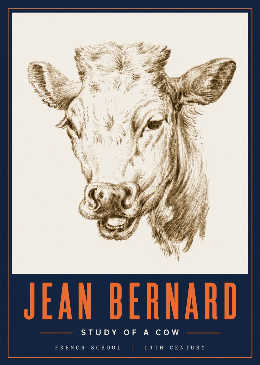Jean Bernard Study of a Cow IV No6 - Plakat