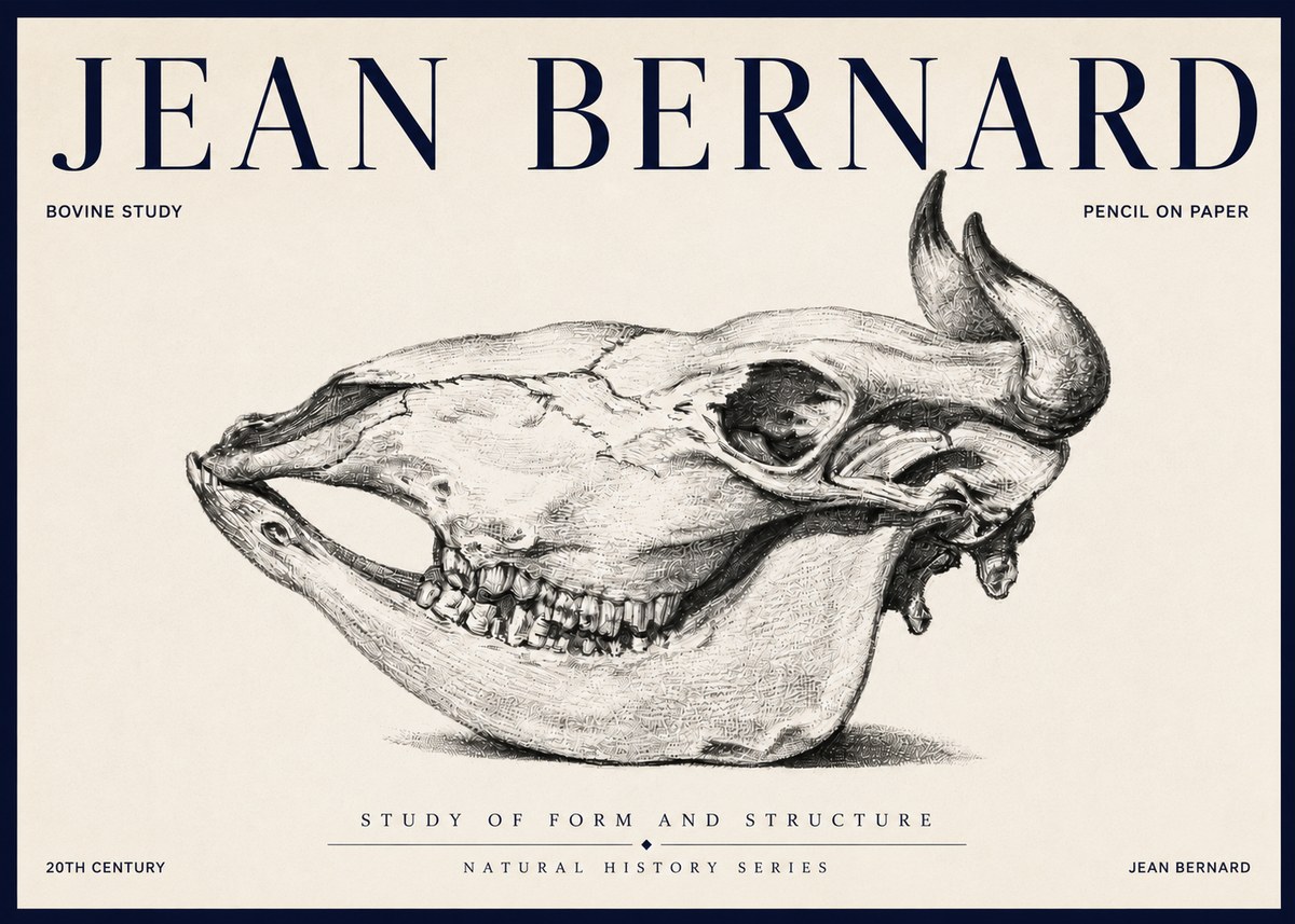 Jean Bernard Bovine Skull Study No6 - Plakat