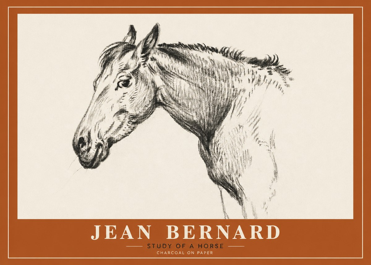 Jean Bernard Study of a Horse VI No2 - Plakat