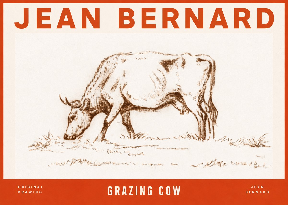 Jean Bernard Grazing Cow II No2 - Plakat