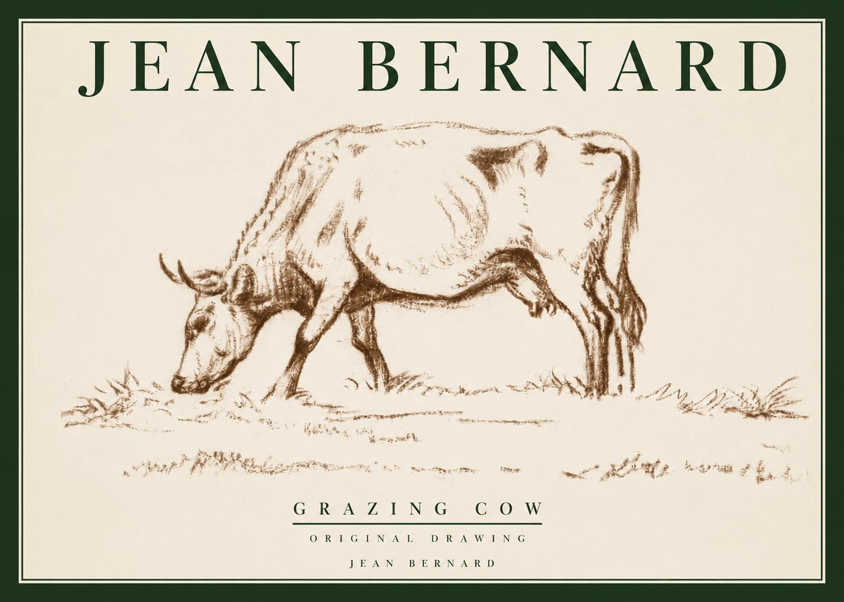 Jean Bernard Grazing Cow II No3 - Plakat