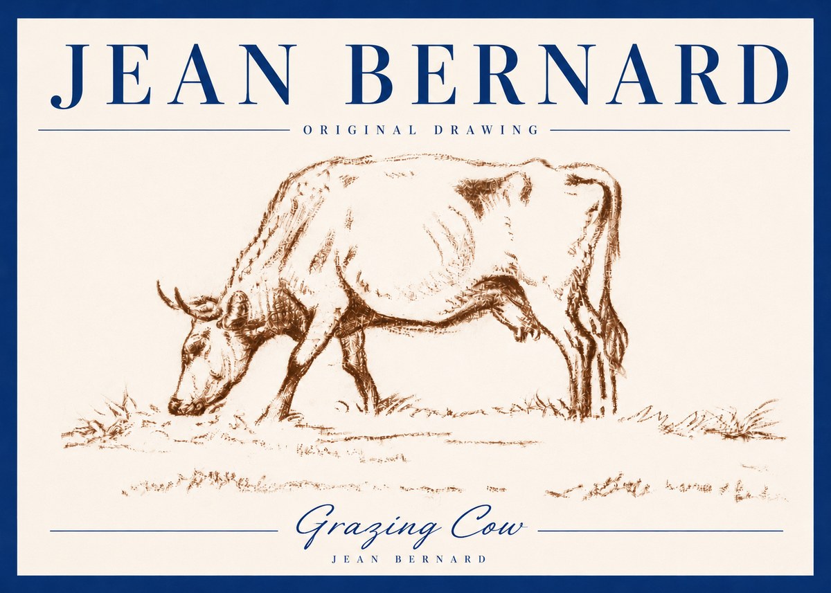 Jean Bernard Grazing Cow II No4 - Plakat