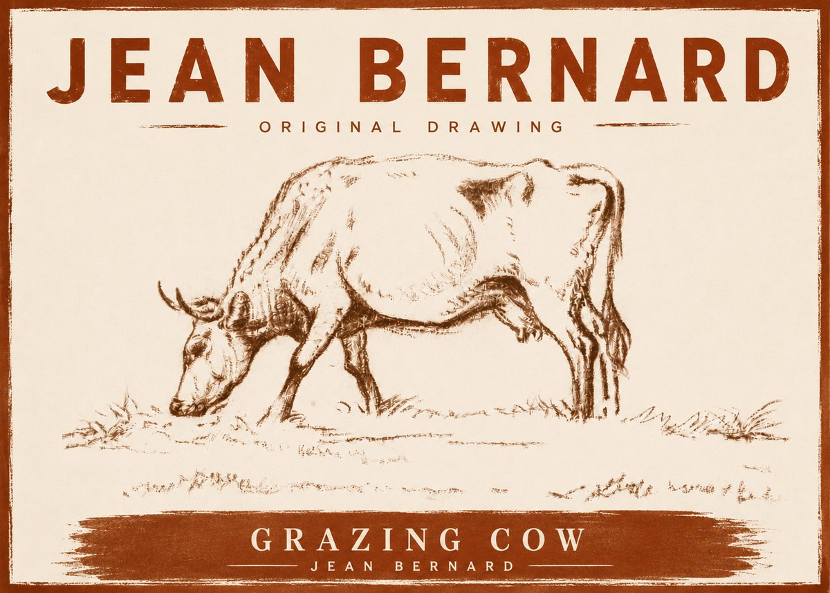 Jean Bernard Grazing Cow II No5 - Plakat