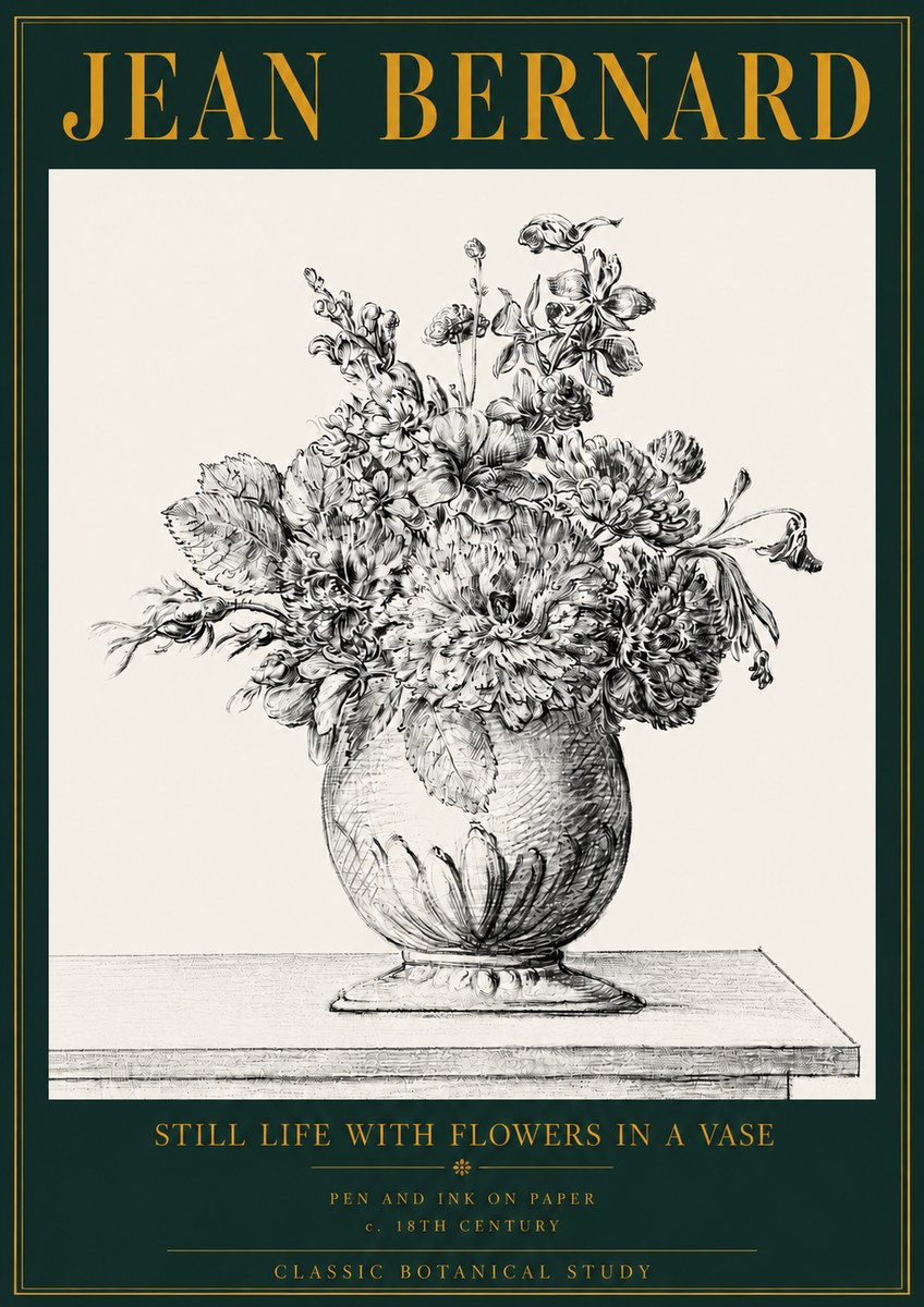 Jean Bernard Floral Composition in a Vase No4 - Plakat