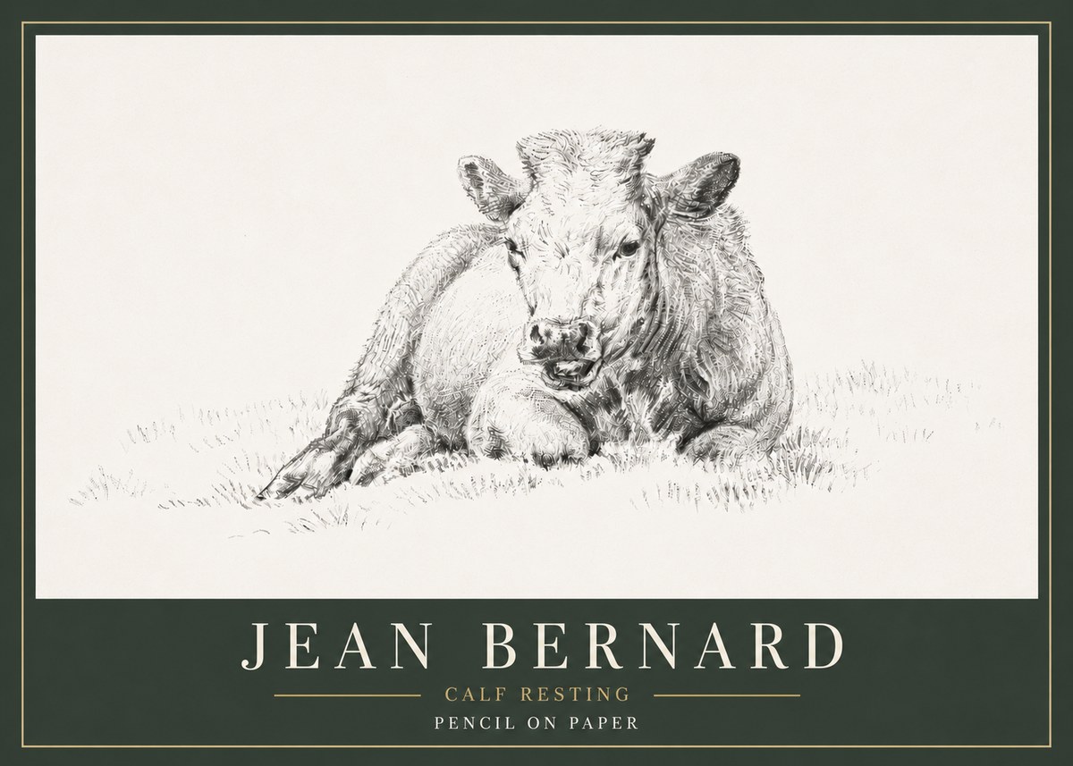 Jean Bernard Calf Resting No6 - Plakat