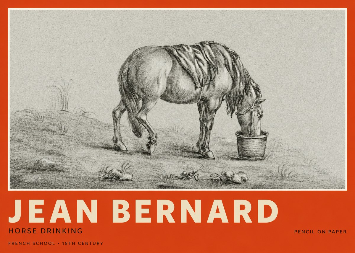 Jean Bernard Horse Drinking No2 - Plakat