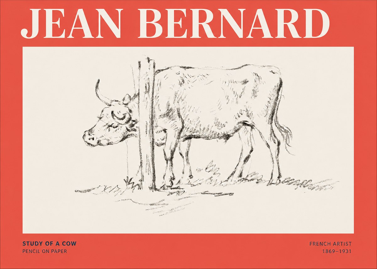 Jean Bernard Study of a Cow VII No5 - Plakat
