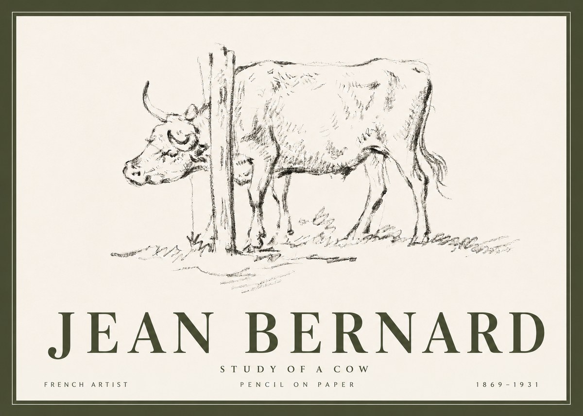 Jean Bernard Study of a Cow VII No6 - Plakat
