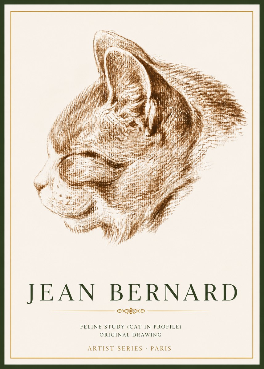 Jean Bernard Cat Study VI No6 - Plakat