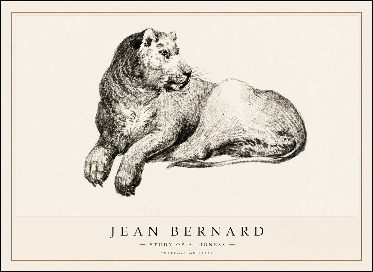 Jean Bernard Lying Lioness No2 - Plakat