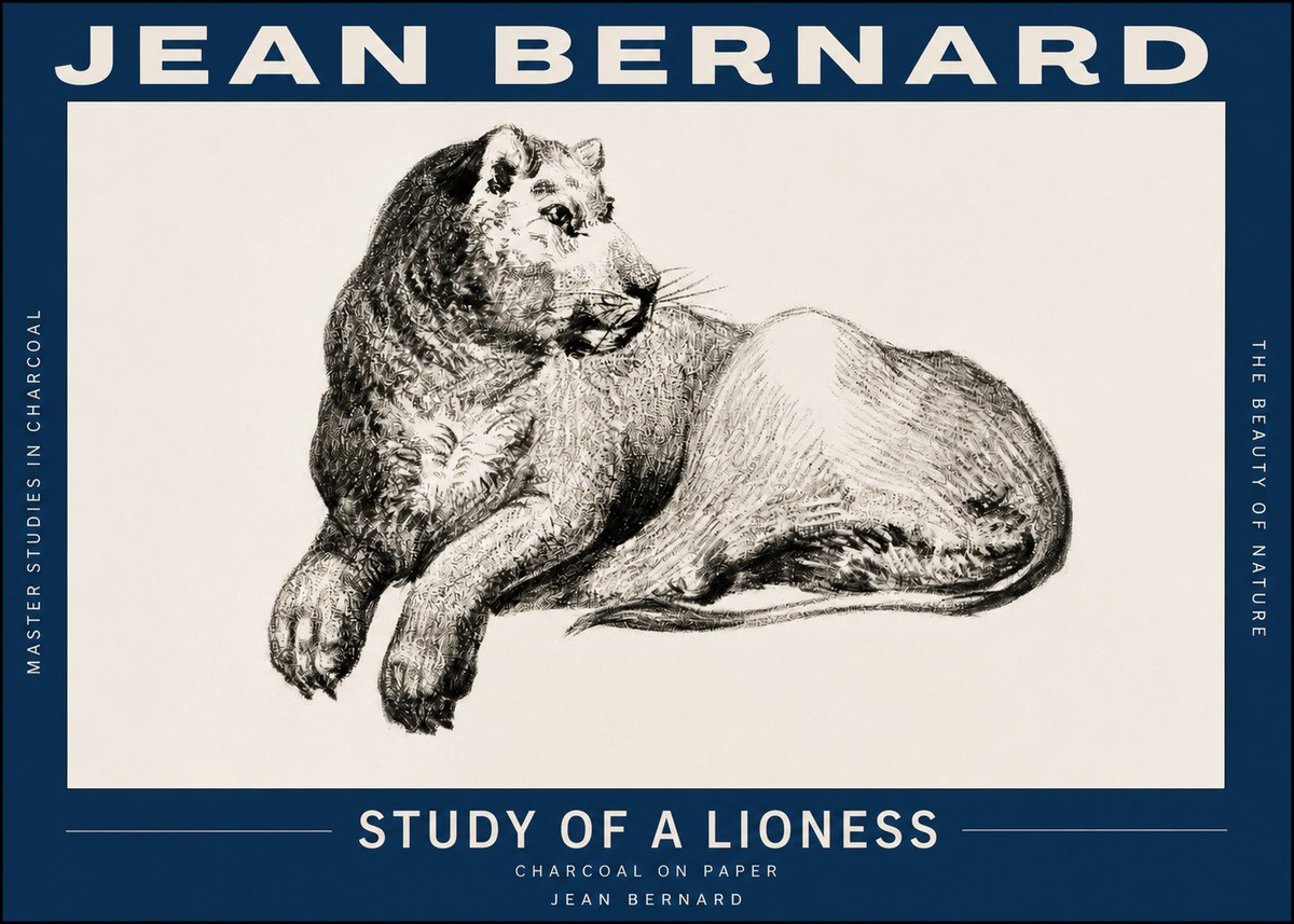 Jean Bernard Lying Lioness No3 - Plakat