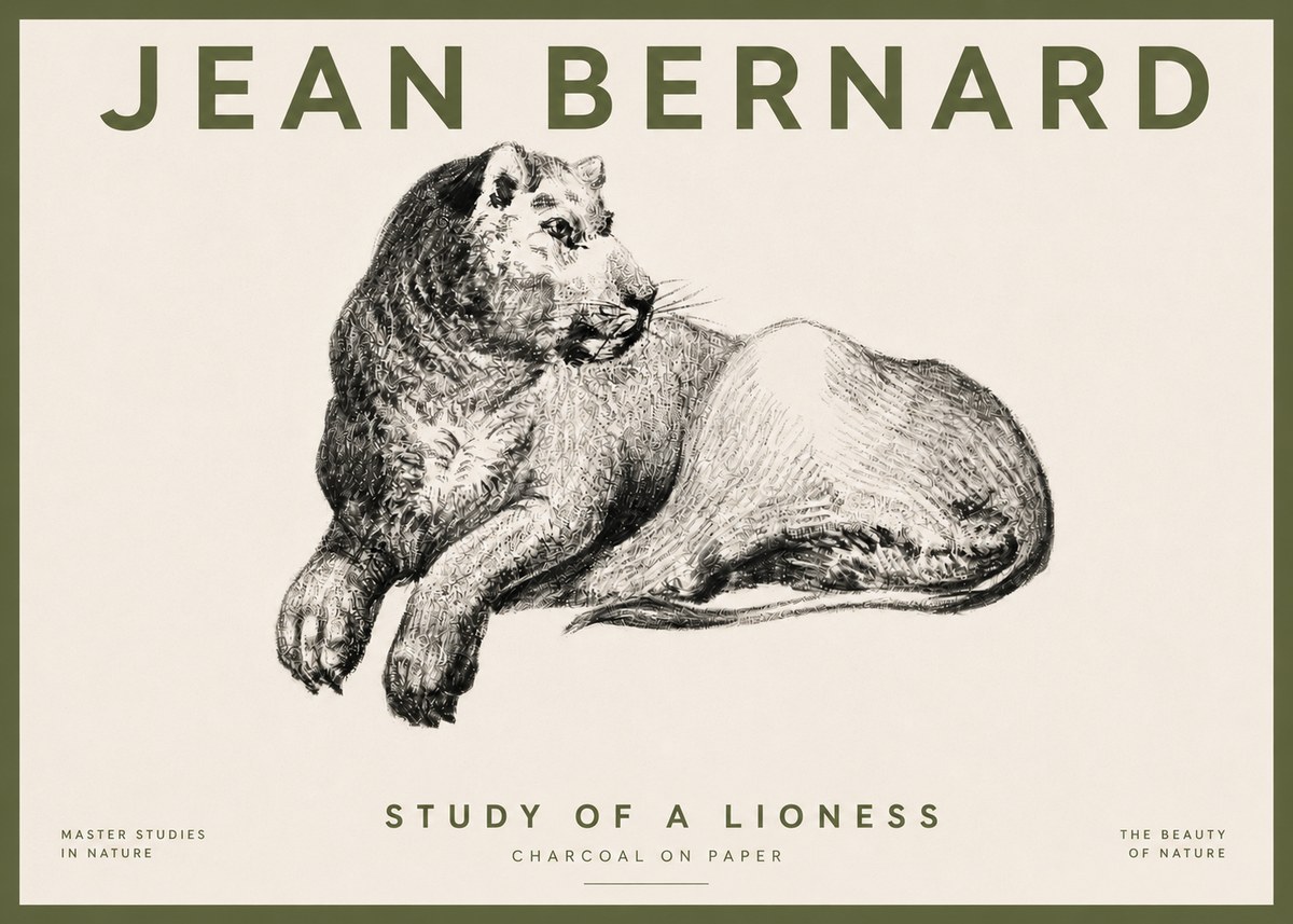 Jean Bernard Lying Lioness No5 - Plakat