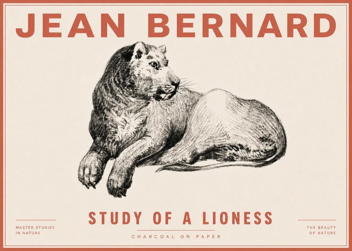 Jean Bernard Lying Lioness No6 - Plakat