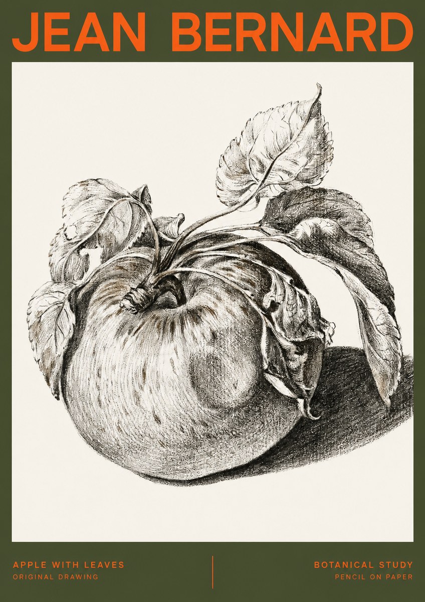 Jean Bernard Apple with Leaves No2 - Plakat
