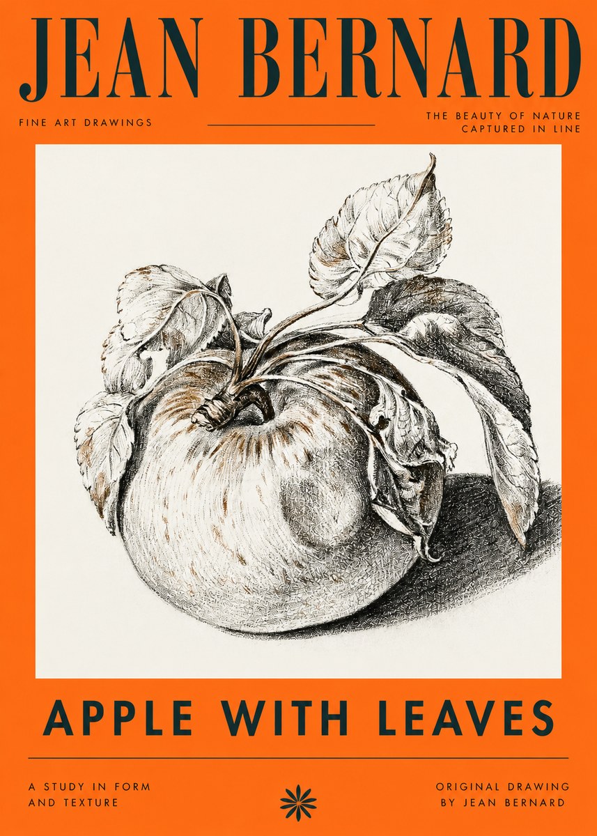 Jean Bernard Apple with Leaves No4 - Plakat
