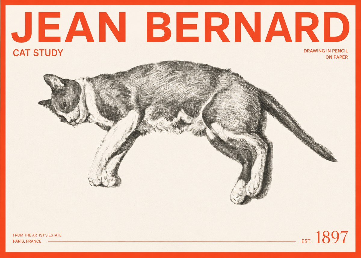 Jean Bernard Cat Study VII No2 - Plakat