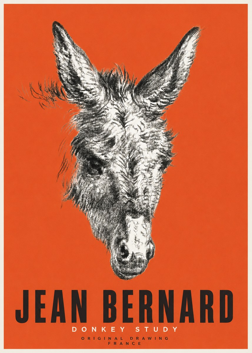 Jean Bernard Donkey Study IV No2 - Plakat