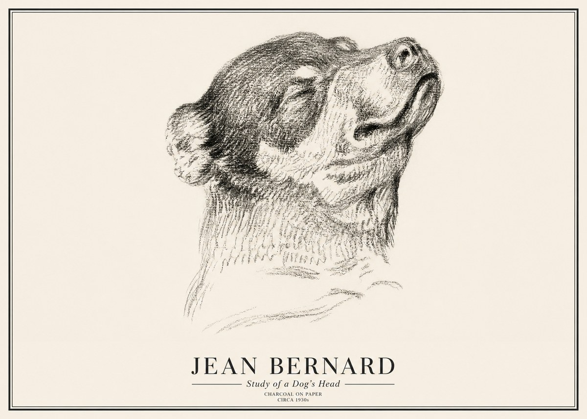 Jean Bernard Study of a Dog III No3 - Plakat