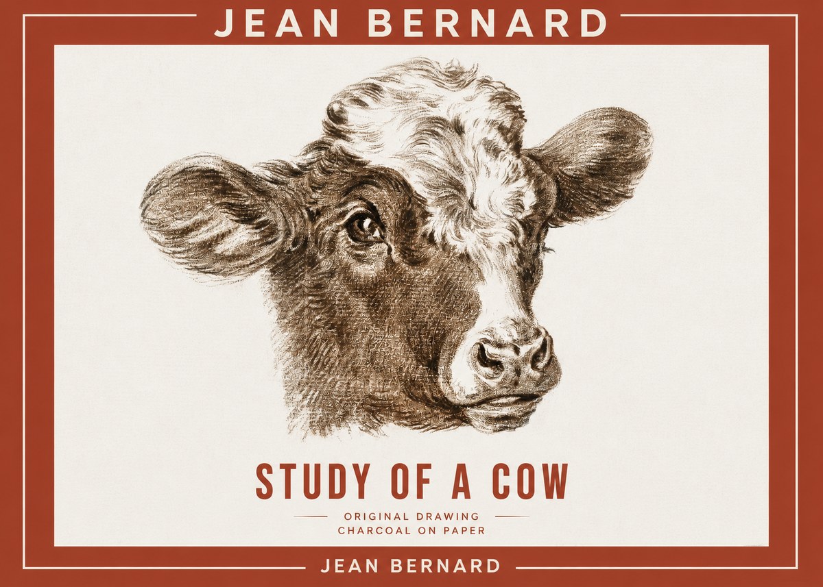 Jean Bernard Study of a Cow VIII No2 - Plakat