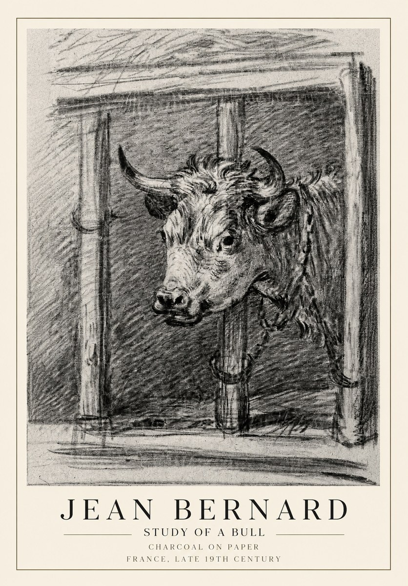 Jean Bernard Study of a Bull II No1 - Plakat