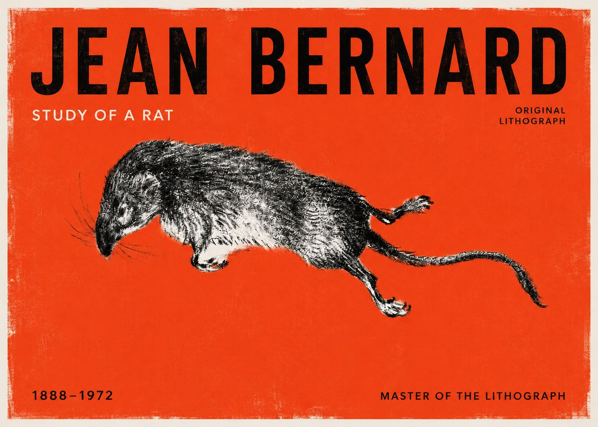 Jean Bernard Study of a Rat II No2 - Plakat