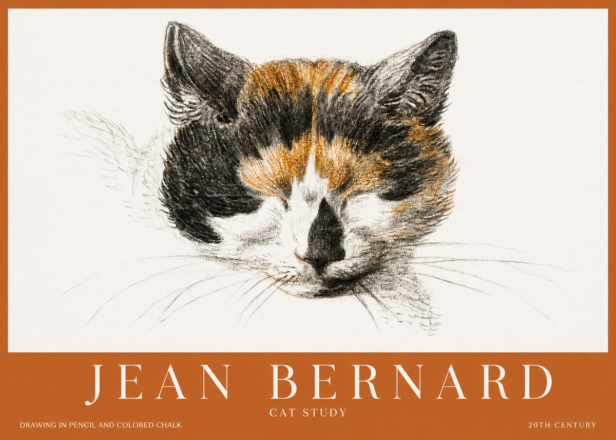 Jean Bernard Cat Study VIII No2 - Plakat