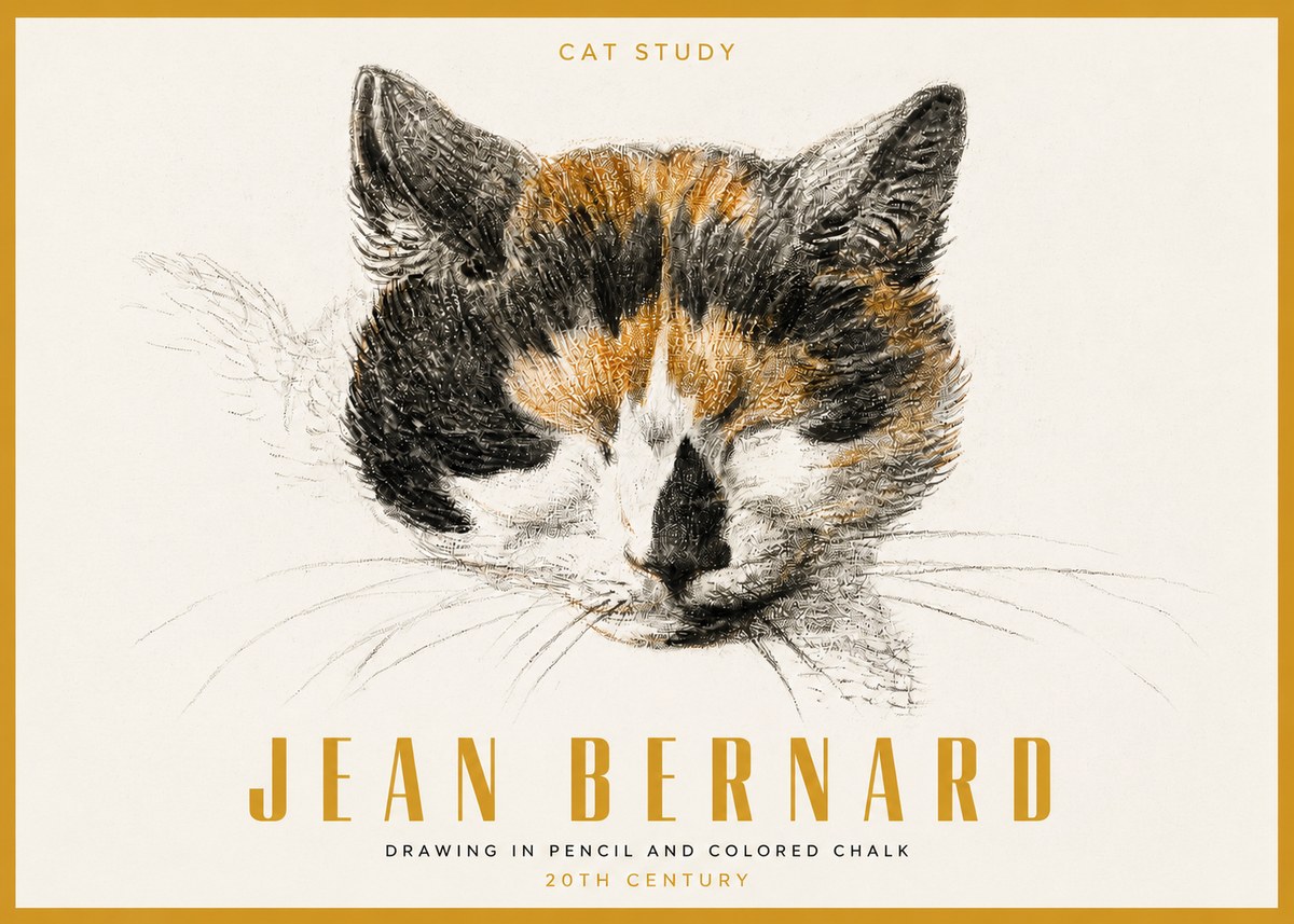 Jean Bernard Cat Study VIII No3 - Plakat