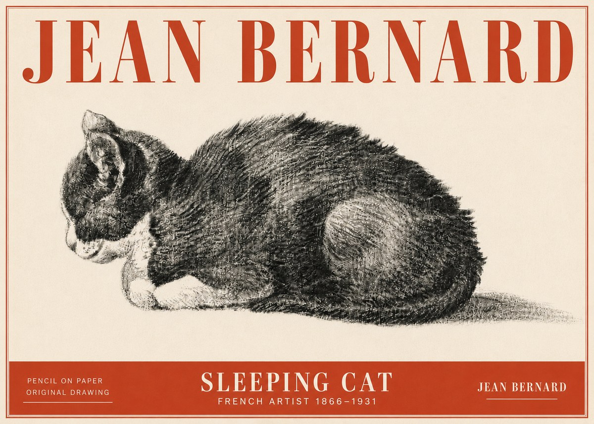 Jean Bernard Sleeping Cat VII No5 - Plakat