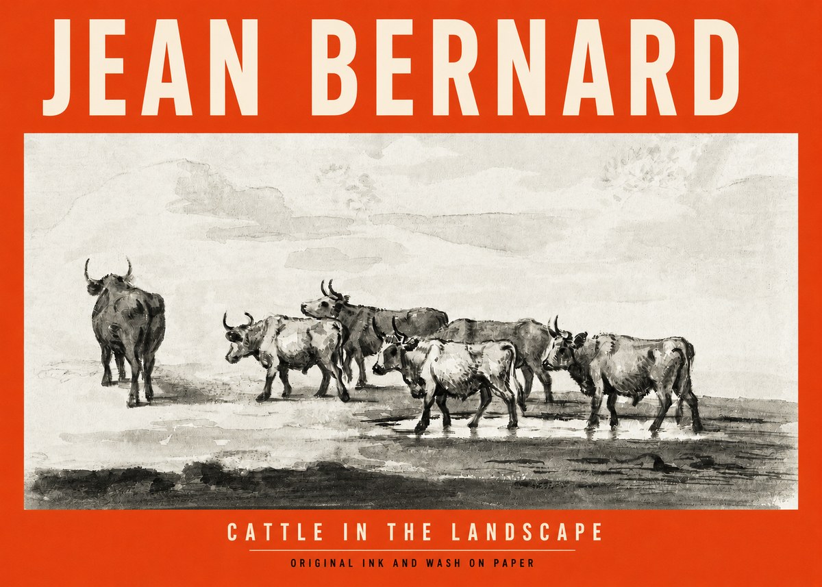 Jean Bernard Cattle in the Landscape No2 - Plakat