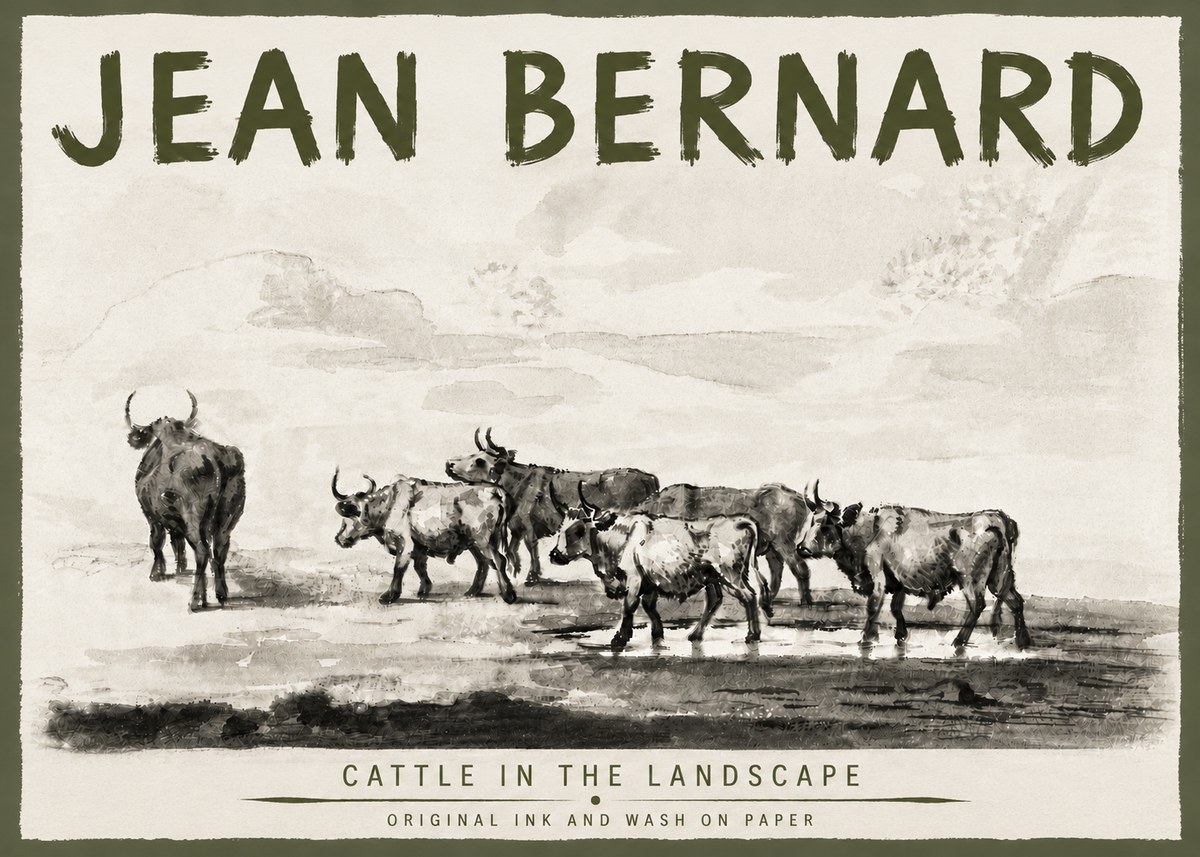 Jean Bernard Cattle in the Landscape No5 - Plakat