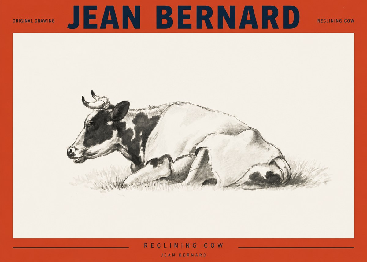 Jean Bernard Reclining Cow II No2 - Plakat
