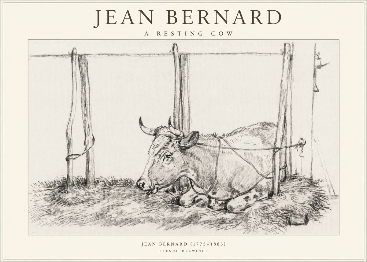 Jean Bernard A Resting Cow No1 - Plakat