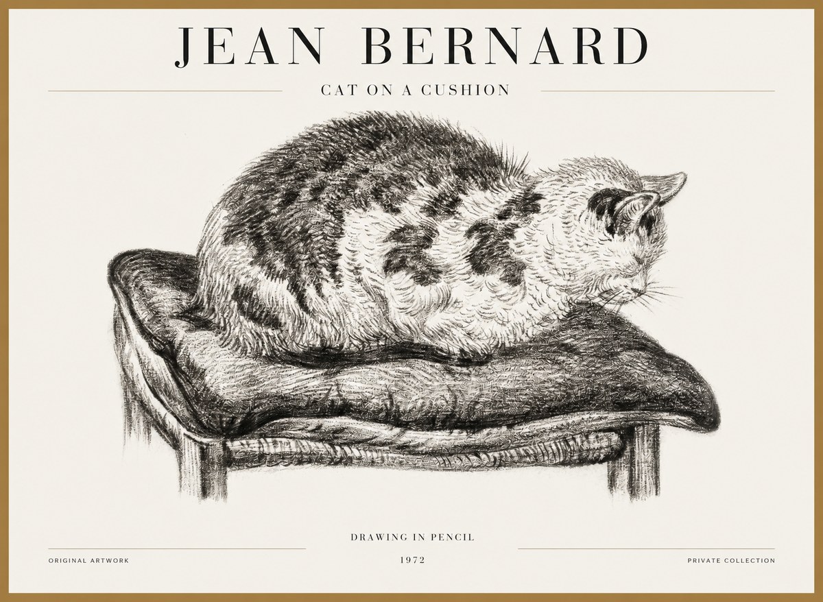 Jean Bernard Cat on a Cushion No5 - Plakat