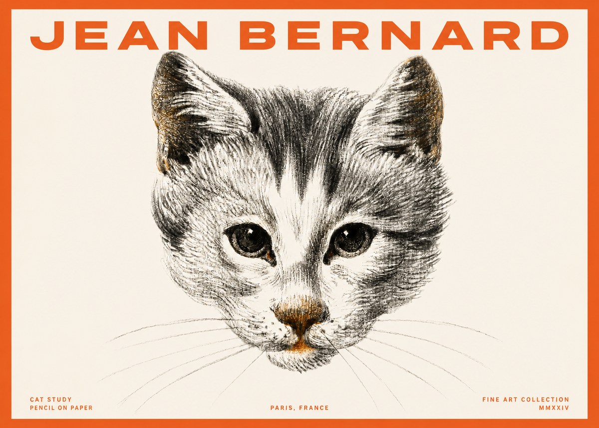 Jean Bernard Cat Study IX No2 - Plakat