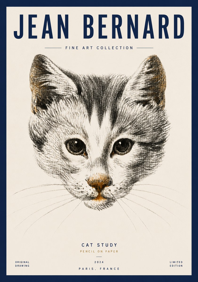 Jean Bernard Cat Study IX No3 - Plakat