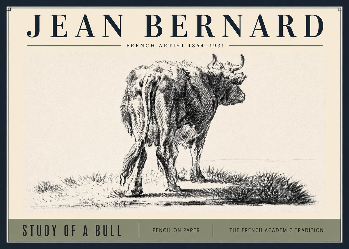 Jean Bernard Study of a Bull V No3 - Plakat