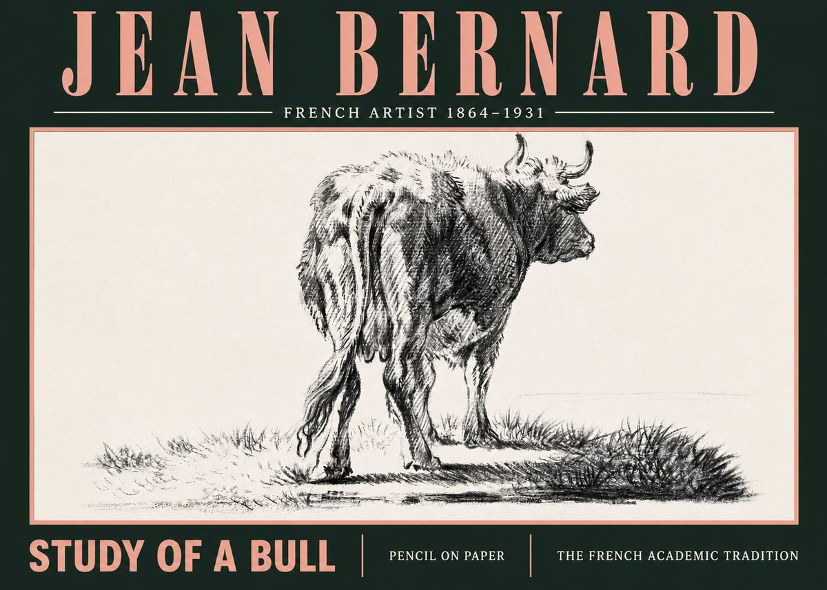 Jean Bernard Study of a Bull V No5 - Plakat