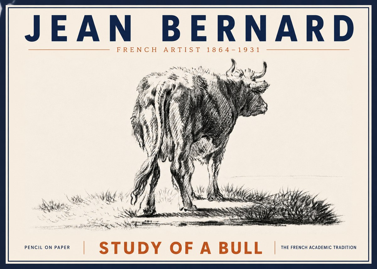 Jean Bernard Study of a Bull V No6 - Plakat