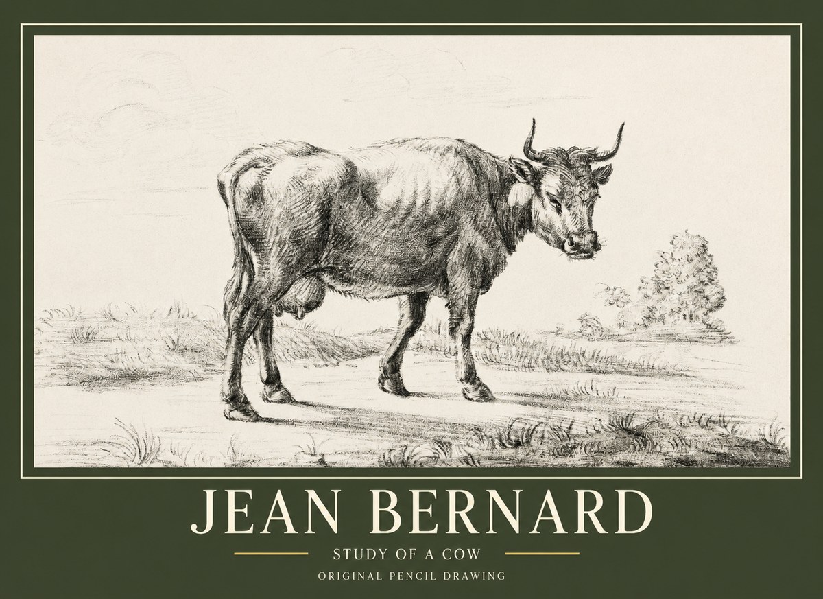 Jean Bernard Study of a Cow XII No1 - Plakat
