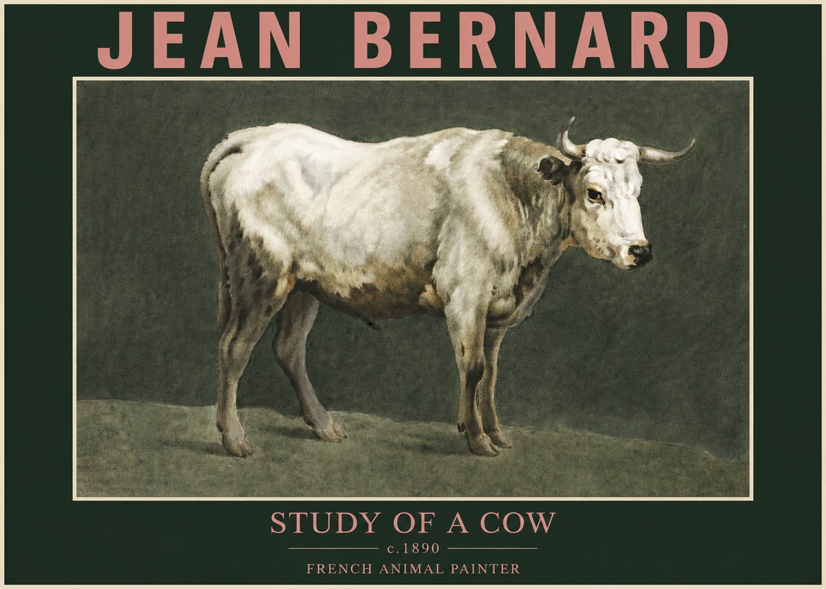 Jean Bernard Study of a Cow C. 1890 No3 - Plakat