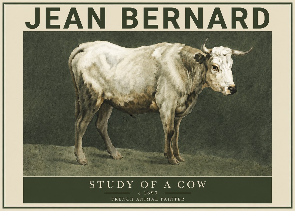 Jean Bernard Study of a Cow C. 1890 No4 - Plakat