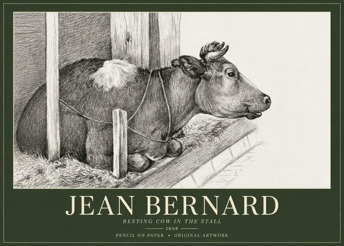 Jean Bernard Resting Cow in the Stall II No1 - Plakat