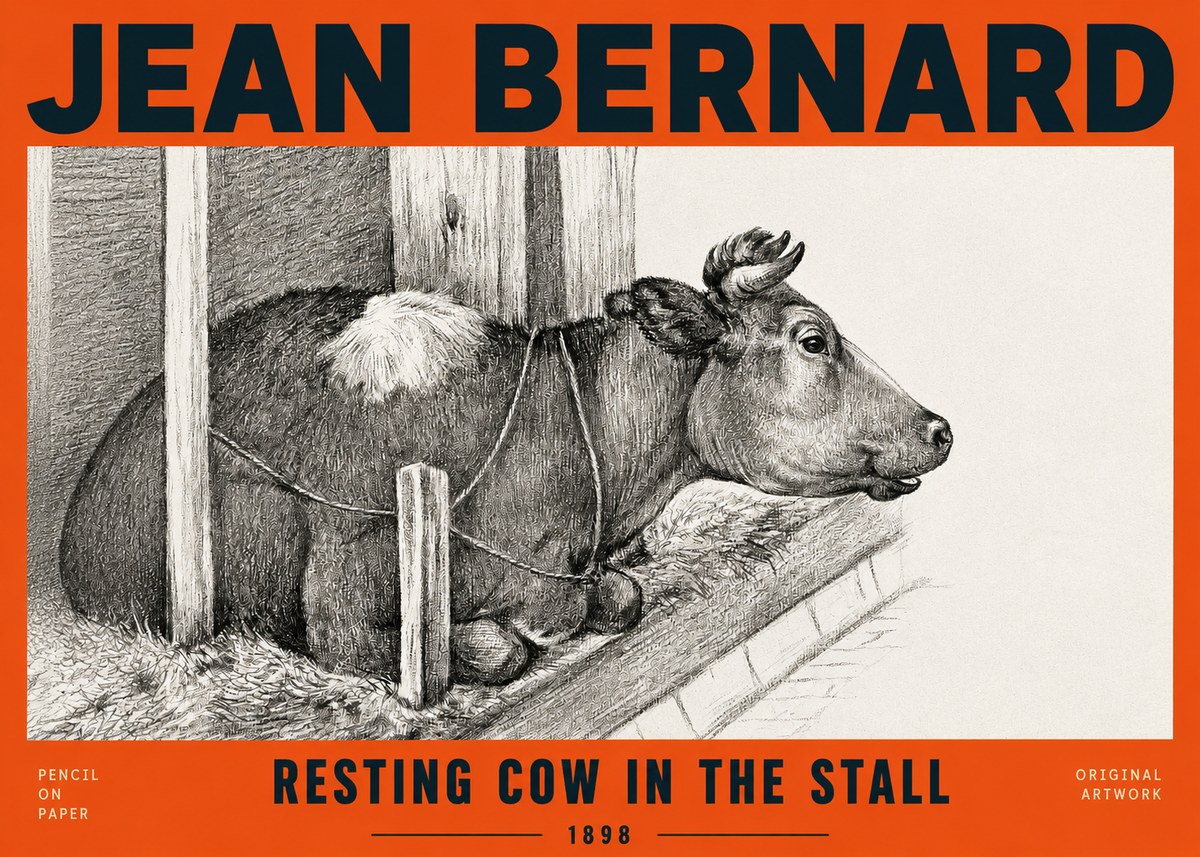 Jean Bernard Resting Cow in the Stall II No2 - Plakat