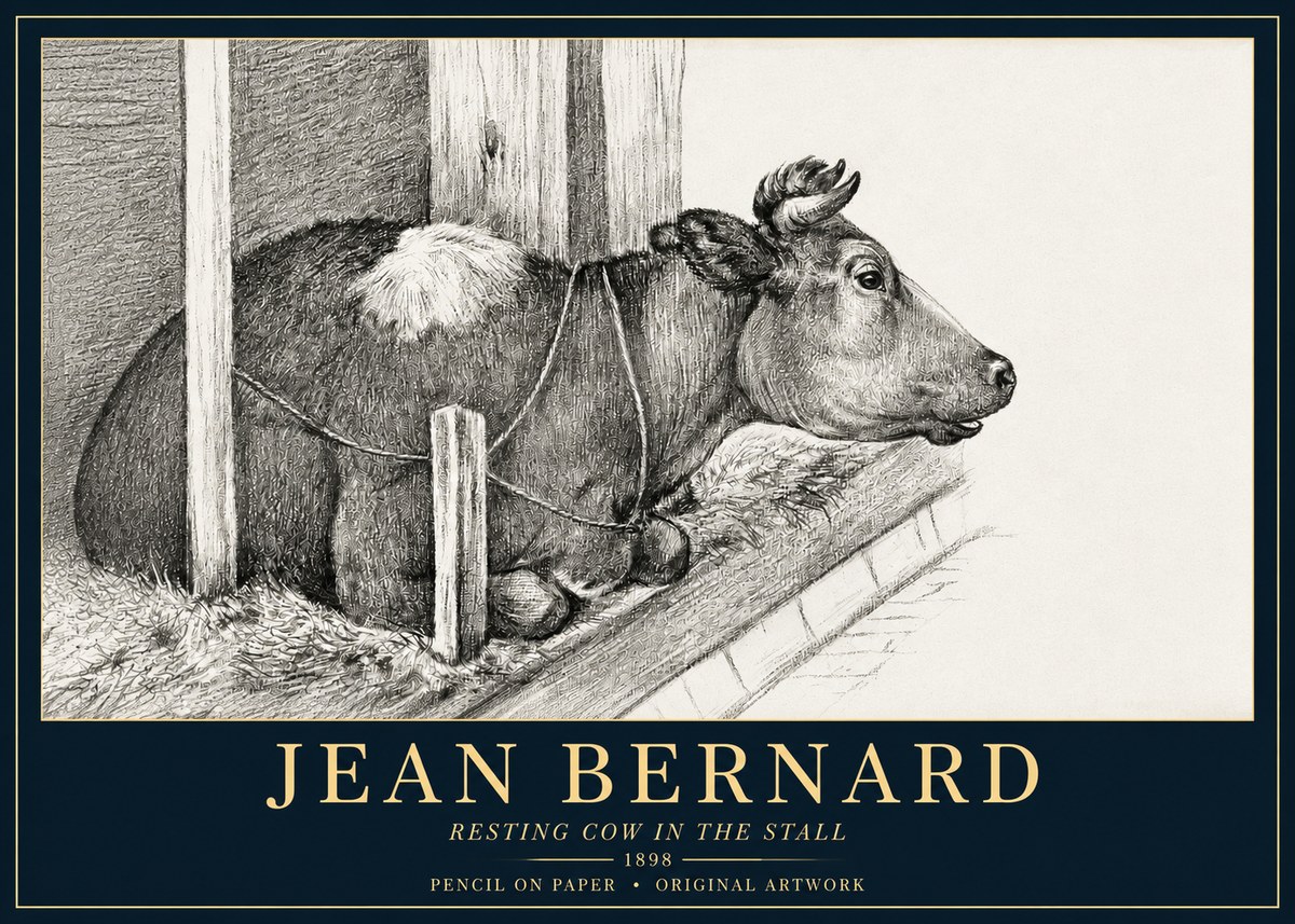 Jean Bernard Resting Cow in the Stall II No3 - Plakat