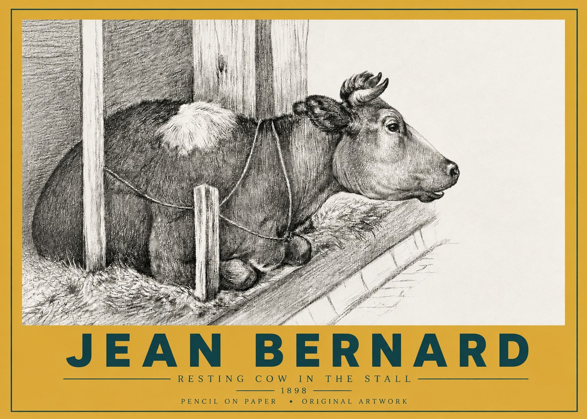 Jean Bernard Resting Cow in the Stall II No4 - Plakat