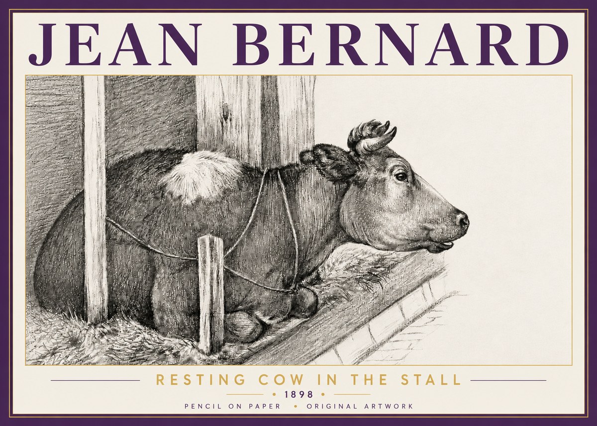 Jean Bernard Resting Cow in the Stall II No5 - Plakat