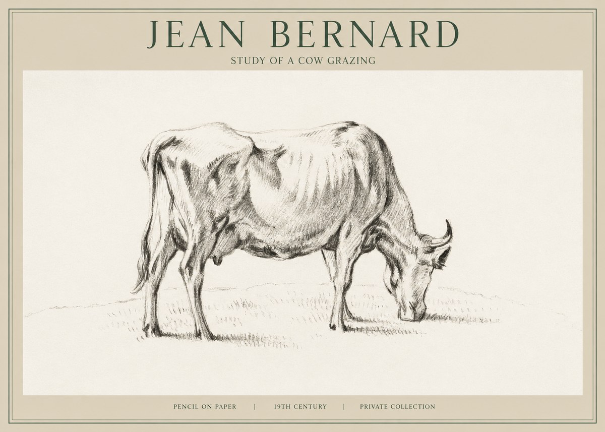 Jean Bernard Study of a Cow Grazing I No1 - Plakat