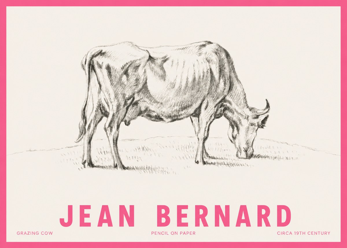 Jean Bernard Study of a Cow Grazing I No6 - Plakat